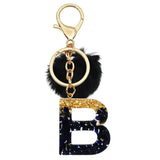 Lucky 26 Initials Letter Keychain Plush Ball Resin Pendant Gift Women Girl