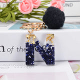 Lucky 26 Initials Letter Keychain Plush Ball Resin Pendant Gift Women Girl