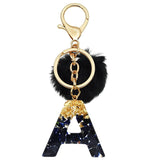 Lucky 26 Initials Letter Keychain Plush Ball Resin Pendant Gift Women Girl