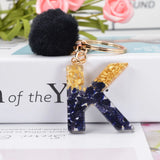 Lucky 26 Initials Letter Keychain Plush Ball Resin Pendant Gift Women Girl