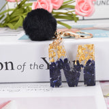 Lucky 26 Initials Letter Keychain Plush Ball Resin Pendant Gift Women Girl