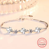 Four-leaf Clover Silver 925 Bracelet White/Purple Zircon Stones