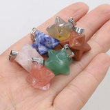 Anise star Pendant Natural Stone Charm for DIY Necklace Random Color
