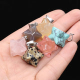 Anise star Pendant Natural Stone Charm for DIY Necklace Random Color