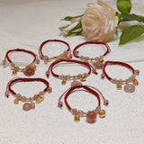 Natural Strawberry Crystal Good Luck Red Rope Braid Bracelet