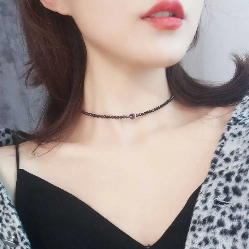 Spinel Amethyst Beads Necklace 18inch