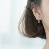 Lucky Zircon Evil Eye Earrings 925 Sterling Silver Stud Earrings