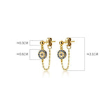 Lucky Zircon Evil Eye Earrings 925 Sterling Silver Stud Earrings