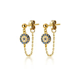 Lucky Zircon Evil Eye Earrings 925 Sterling Silver Stud Earrings