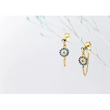 Lucky Zircon Evil Eye Earrings 925 Sterling Silver Stud Earrings