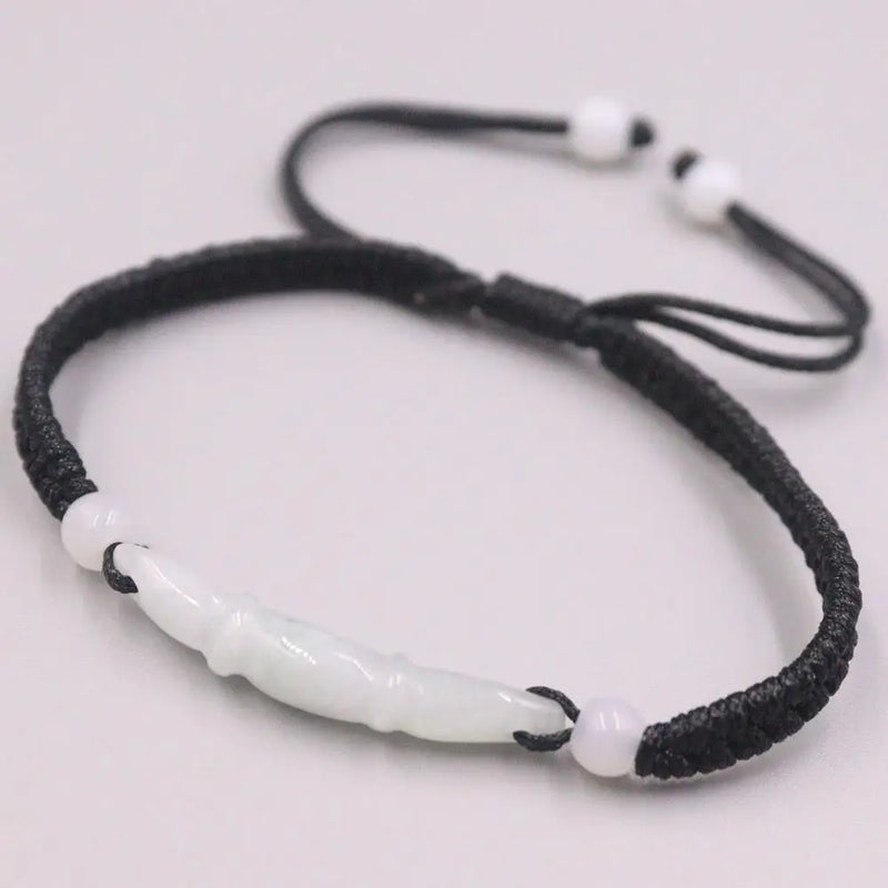 Natural Jadeite Bamboo Beads Red Rope Luck Bracelet