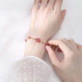 Lucky Buckle Pink Strawberry Quartz Beaded Strand Bracelets