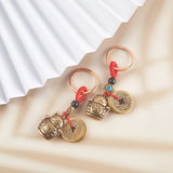 Lucky Cat Brass Keychain Pendant Animal Keyring Bag Hanging Jewelry