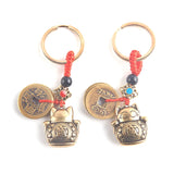 Lucky Cat Brass Keychain Pendant Animal Keyring Bag Hanging Jewelry