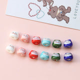 Lucky Cat Ceramic Kitten Head Hand-painted Mini Beads DIY Jewelry