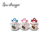 Lucky Cat Enamel Animal Bell Charms - Jingle Bell Pendants for Pets