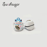 Lucky Cat Enamel Animal Bell Charms - Jingle Bell Pendants for Pets