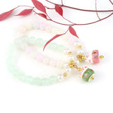 Lucky Cat Adjustable Bracelet 8mm Natural Stone High for Women Girls