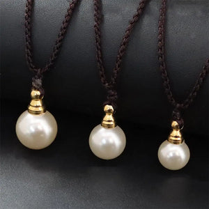 Lucky Charm Pearl Perfume Vial Necklace Wishing Bottle Pendant