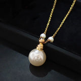 Lucky Charm Pearl Perfume Vial Necklace Wishing Bottle Pendant