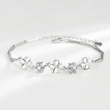 925 Silver Lucky Clover Charm Bracelet for Women