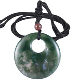Lucky Coin Crystal Pendant Necklace, Healing Amulet Jewelry, Donut Shaped