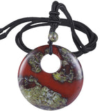 Lucky Coin Crystal Pendant Necklace, Healing Amulet Jewelry, Donut Shaped