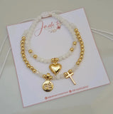 Colorful Heart Pendant Bracelet Glass Beads Adjustable Jewelry