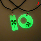 Shamrock Leaf Crystal Pendant Necklace Set