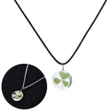 Shamrock Leaf Crystal Pendant Necklace Set