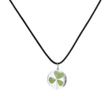 Shamrock Leaf Crystal Pendant Necklace Set