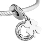 Lucky Clover Dangle Charms Silver Beads for DIY Jewelry Making