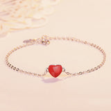 Red Heart 925 Sterling Silver Bracelet for Women S-b130
