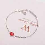 Red Heart 925 Sterling Silver Bracelet for Women S-b130
