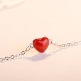 Red Heart 925 Sterling Silver Bracelet for Women S-b130