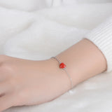 Red Heart 925 Sterling Silver Bracelet for Women S-b130