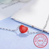 Red Heart 925 Sterling Silver Bracelet for Women S-b130