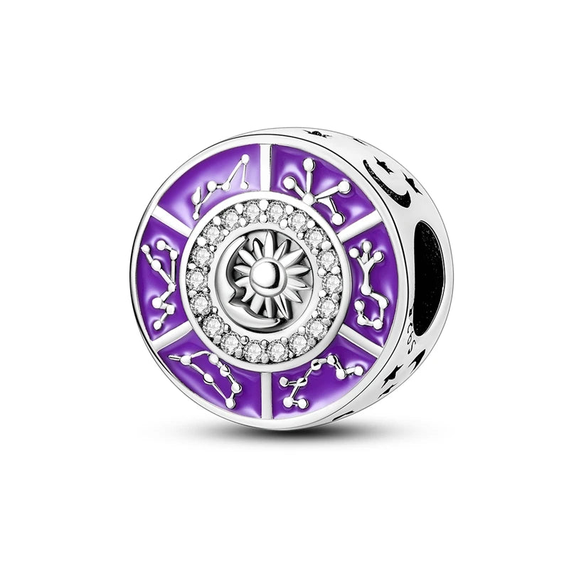 Enamel Constellation Compass Sun Moon Charm Bracelet Necklace Pendant