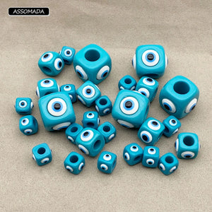 Lucky Evil Eye Beads DIY Square Four Side Eyes For Pendant Key Chain Ornament