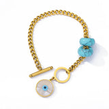 Lucky Evil Eye Bracelet Stainless Steel Cuban Chains Couple Wedding Jewelry