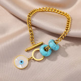 Lucky Evil Eye Bracelet Stainless Steel Cuban Chains Couple Wedding Jewelry
