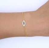 Evil Eye CZ 925 Silver Bracelet Micro Pave Cubic Zircon Turkey Adjustable