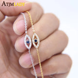 Evil Eye CZ 925 Silver Bracelet Micro Pave Cubic Zircon Turkey Adjustable