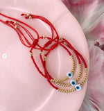 Lucky Evil Eye Pendant Bracelet Gold Plated Beads Adjustable Jewelry