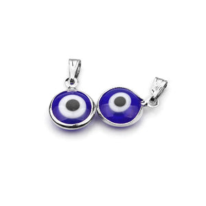 10pcs Alloy Metal Silver Evil Eye Charms Pendant for DIY Necklace