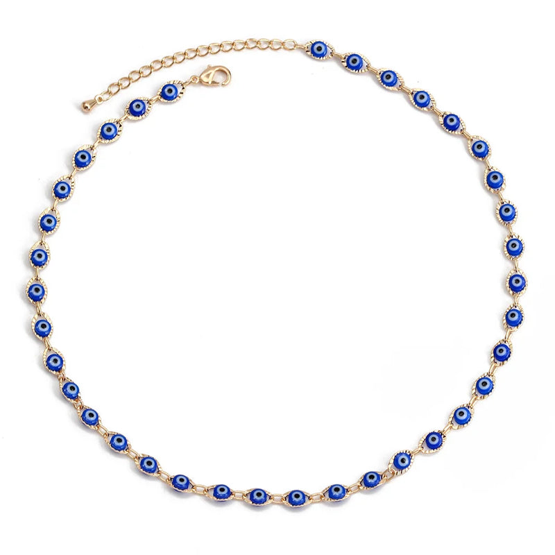 Evil Eye Charm Necklace Copper Dainty Choker for Women