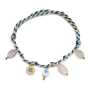 Adjustable Braided Rope Evil Eye Charm Bracelet for Men Women