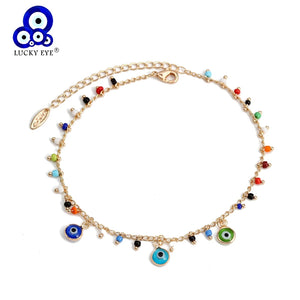 Colorful Bead Anklet Foot Chain Evil Eye Charm Ankle Bracelet for Women Girls