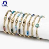 Adjustable Stone Beaded Bracelet with Lucky Eye Charm