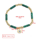 Adjustable Stone Beaded Bracelet with Lucky Eye Charm